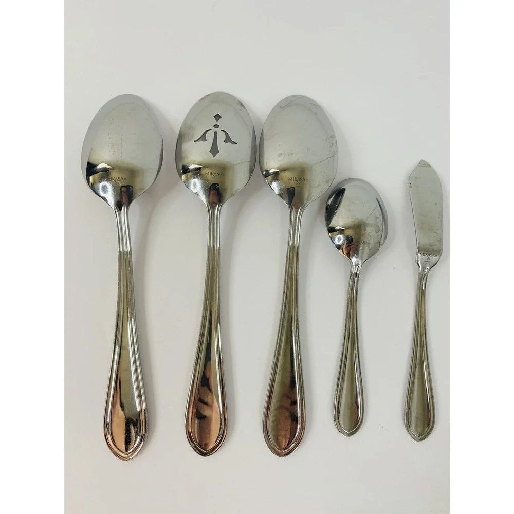 Set Of 5 Mikasa Sinclair-Belvedere Serving Spoons Sugar Butter Knife
